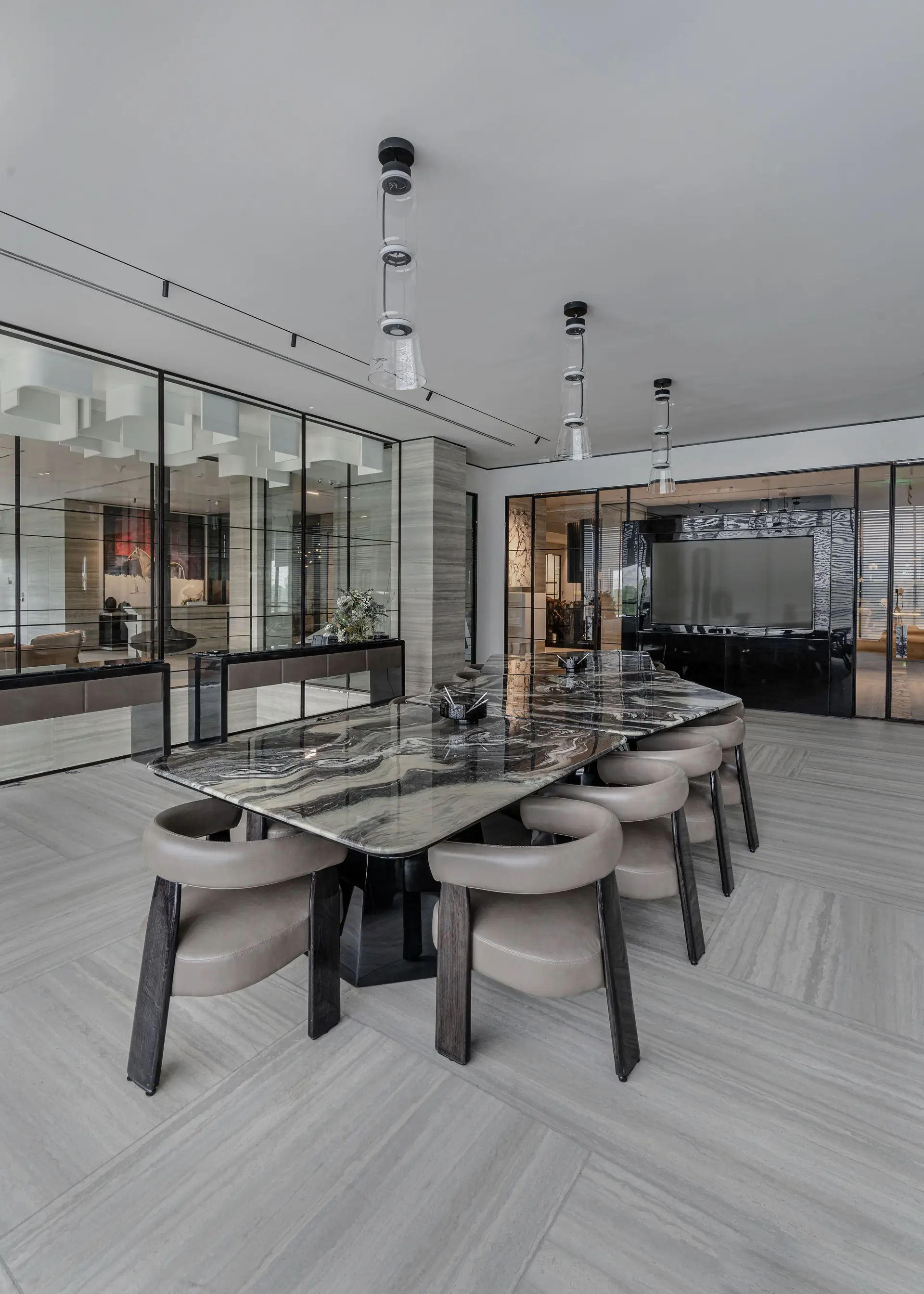 Executive study and private library with refined bronze detailing