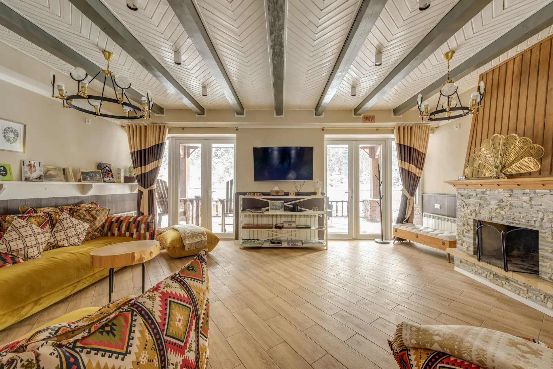 Preserved limestone masonry, exposed timber beams and heritage interior finishes
